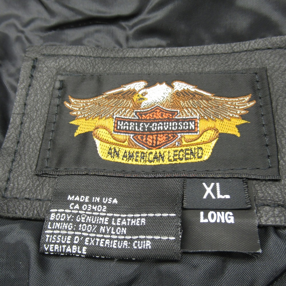 Harley Davidson Vest Mens XL Long Black Leather Motorcycle Heavyweight USA VTG‎ - Picture 4 of 12